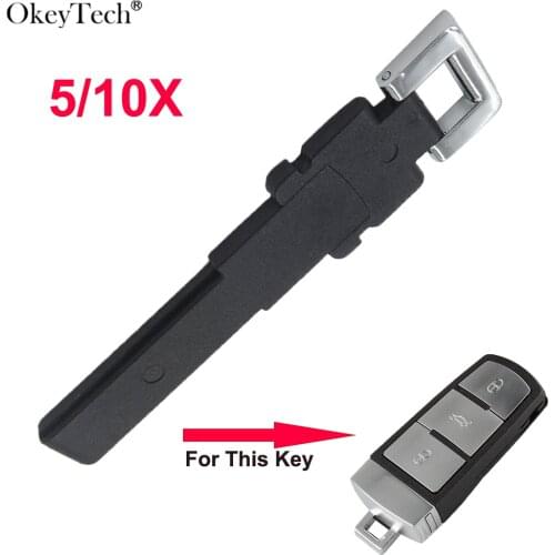Okeytech 5/10PCS Uncut Insert Blade For Volkswagen Passat B6 B7 CC Magotan Smart Remote Key Shell Emergency Plastic Key Blade