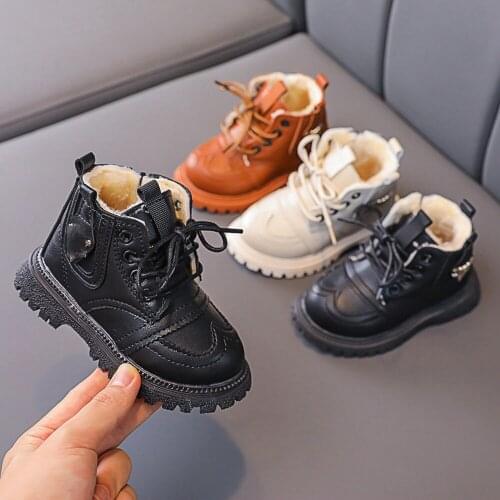 Fashion Warm Winter Girls Boys Boot Shoes Kids Children Baby Thicken Plush Velvet Martin Boots Shoes Zapatos ADK217