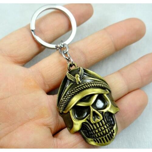 Fashion Creative alloy Key Chain Ring Keyring Silver Terror Skull Pendants Gift Tool Men Car Accessories 1PC