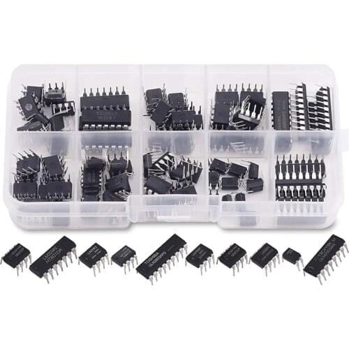 85 Pieces 10 Types Integrated Circuit Chip Assortment Kit, DIP IC Socket Set for Opamp Single Precision Timer Pwm