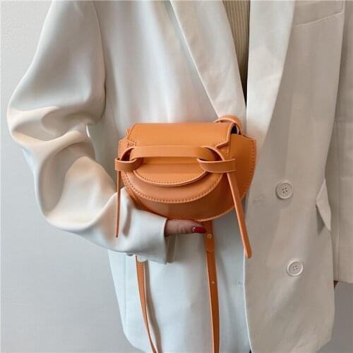 Solid Color Green PU Leather Small Saddle Crossbody Bags For Women 2021 Summer Travel Fashion Simple Shoulder Handbag And Purse