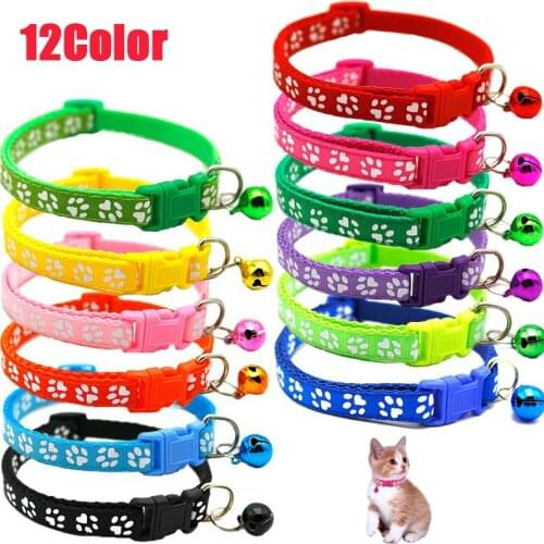 Colorful Pets Cute Bell Collar For Cats Dog Neck Ring Cartoon Funny Footprint Puppies Accessories Pet Supplies Mascotas Collar
