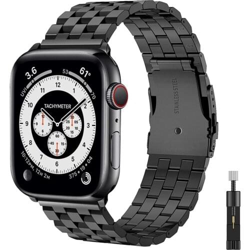 Heavy Solid Bands For Apple Watch Se Series 6 5 4 3 44mm 42mm 40mm 38mm Band Stainless Steel Metal Men Strap For Iwatch Bracelet