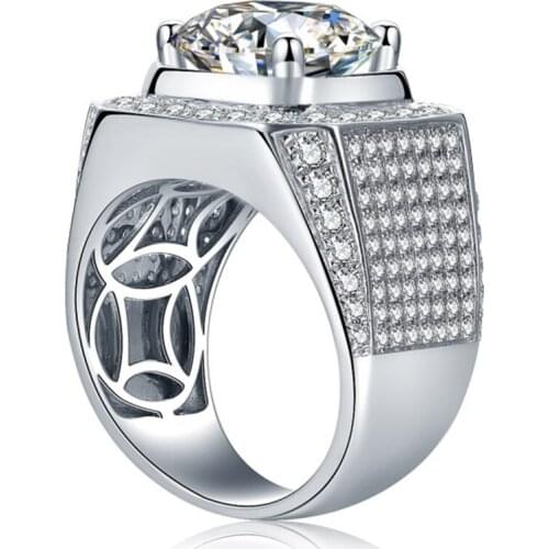 Luxury Mens Rings 100% 925 Sterling Silver Classic Full Diamond Engagement Wedding Anniversary Exquisite Charming Elegant Fine