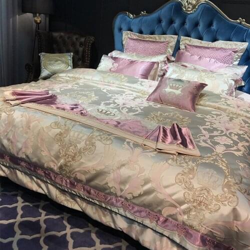 European Style Luxury Bedding Set Jacquard Long Staple Cotton Embroidery Duvit Cover Sheet Pillowcase King Queen 4/6/8/10 PCS