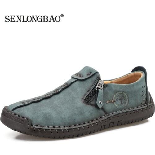 Handmade Mens Casual Shoes Leather Mens Moccasins Loafers Outdoor Men Driving Shoes Non-slip Mens Sneakers Zapatillas Hombre