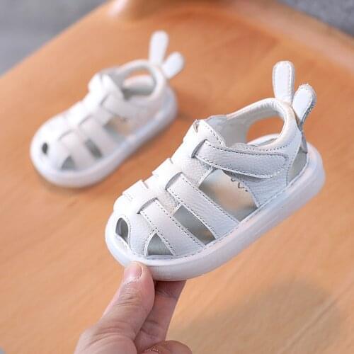 Summer Infant Sandals Baby Girls Anti-collision Toddler Shoes Soft Bottom Genuine Leather Kids New Children Casual Beach Sandals