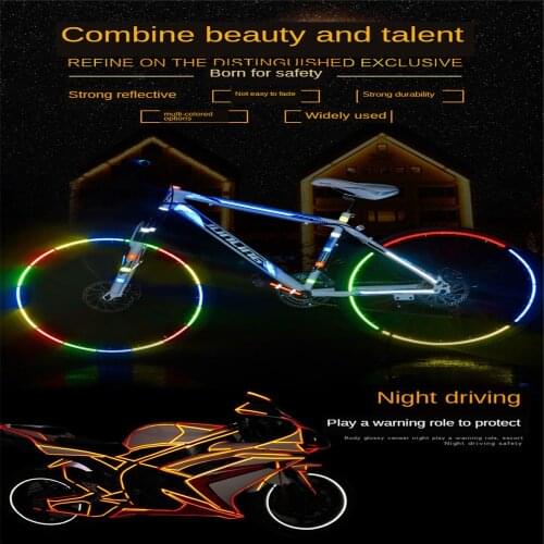 1cmx8m Bike Reflective Stickers Cycling Fluorescent Reflective Tape MTB Bicycle Adhesive Tape Safety Decor Sticker Accessories