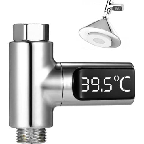 Free Shipping LED Display Water Shower Thermometer Self-Generating Electricity Water Temperature Monitor Energy Smart Meter