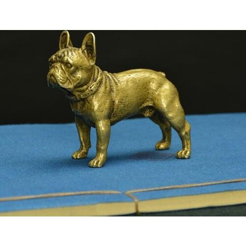 Solid pure copper dog ornaments Shar Pei small handle lucky prosperous dog copper art antique decoration crafts