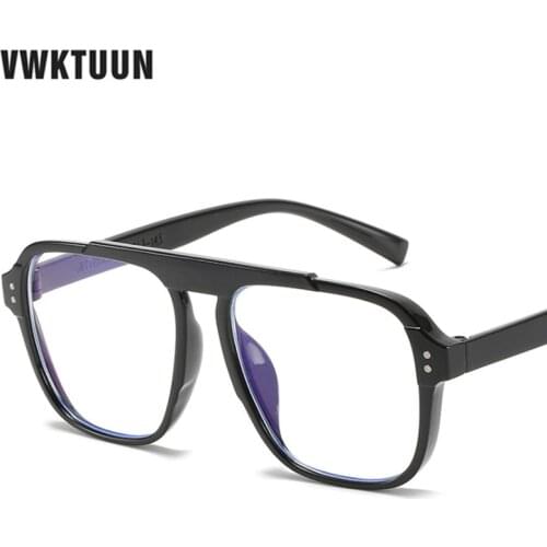 VWKTUUN Vintage Sunglasses Women Men Glasses Square Anti Blue Light Eyeglasses Frames Men Rivet Glasses Frames