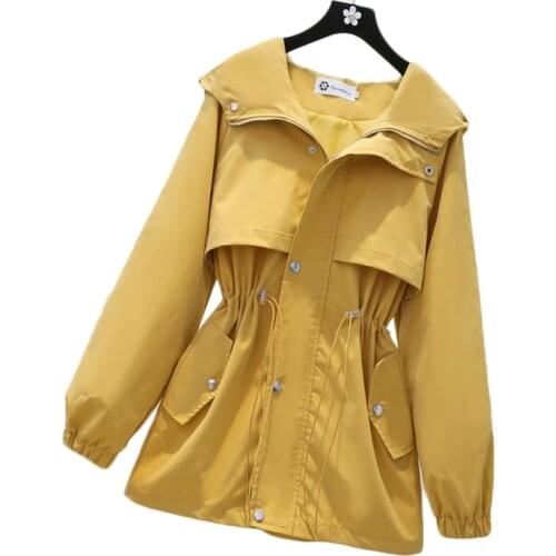 New Spring Autumn Windbreaker Womens Long Hooded Parka Overcoat Korean Loose Tooling Outerwear Female Casual Trench Coat Trend