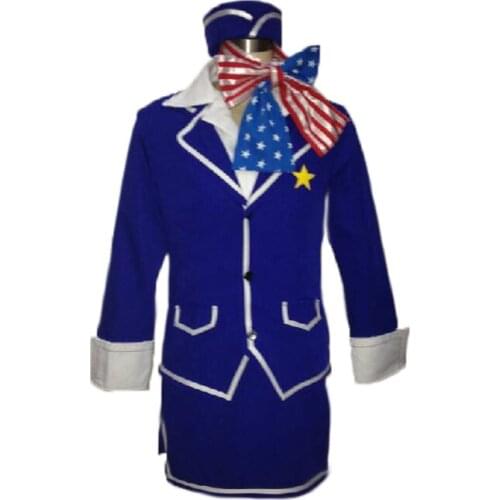 Axis Powers Hetalia Alfred F Jones Anime Cosplay Costume female costume with hat