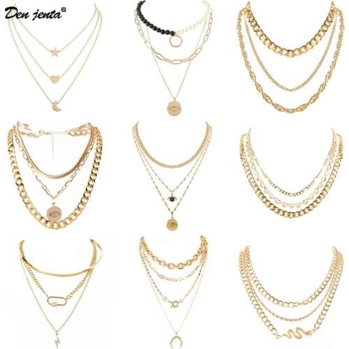 BohoMultilayer Cross Moon Pendant Necklaces For Women Punk Choker Evil eye Choker Necklaces Trend Fashion Jewelry Party Gift