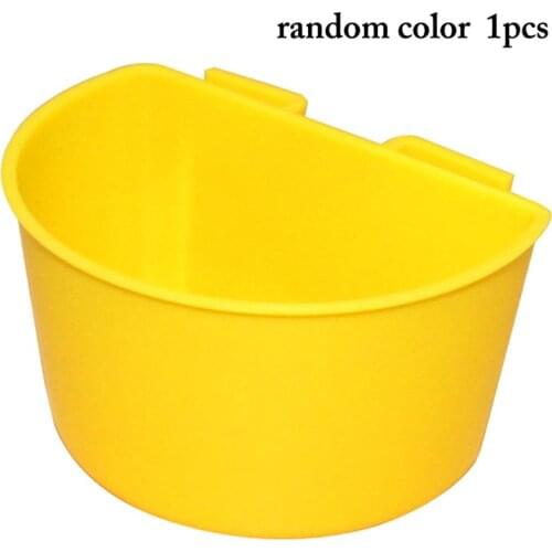 1pc Bird Coop Cup Large Bird Chicken Food Cage Cup Plastic Hanging Cup Parrot Cage Feeder Pet Feeding Supplies Random Color