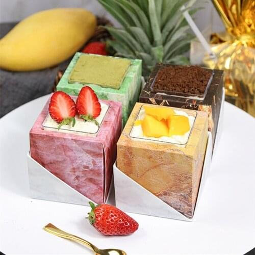 10pcs High quality Mousse small square box wedding birthday party favor Tiramisu dessert ice cream cake decoration paper cups
