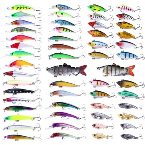 2018 Isca Artificial 55pcs Mixed Minnow Crankbait VIB Jointed Pencil Fishing Lure Set Wobbler Carp Pesca Fishing Tackle
