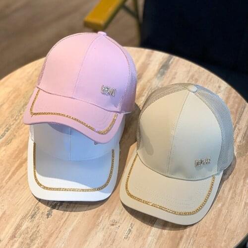 2021 Fashion Diamond Letter WomenS Baseball Cap Women Snapback Mesh Trucker Caps Female Summer Bone Adjustable Hip Hop Hat