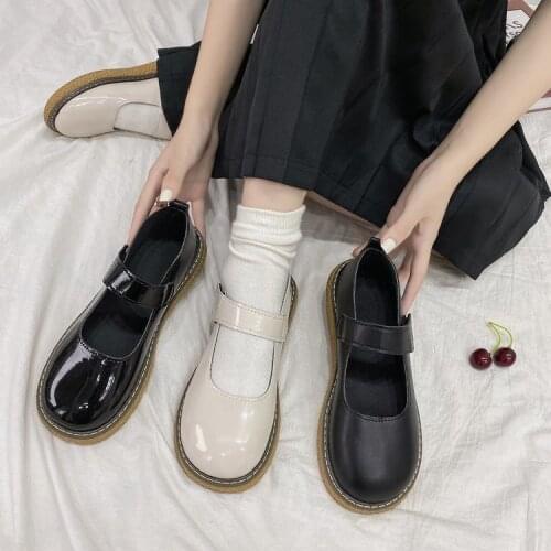 2021 New Cute Style JK Small Leather Shoes Women Cosplay Lolita Soft Sister Black Single Shoes Mary Jane Casual Retro Flattie