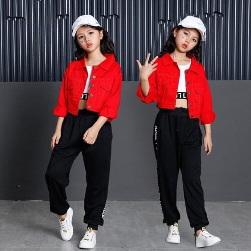 Kids Girls Clothing Set 2021 Cotton Red Crop Jacket Top Pant 3PCS Children Outfits Teen Girl Clothes 9 10 11 12 13 15 16 Years