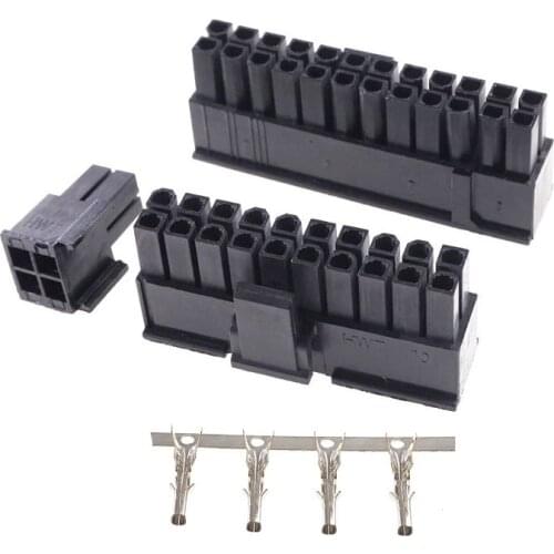 5 sets Mainboard ATX 24 Pin Power Supply 4.2mm Pitch Connector Shell Sliding Rail Motherboard 20+4 Position Terminals Tin Plated