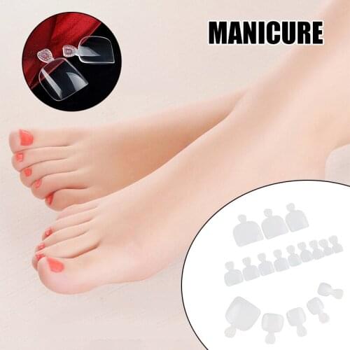 504Pcs Fake Toenail Deed Red Flase ToeNails Folding Seamless Full Toe Nail Semi-Finished Patch Manicure White Sheet Portable DL