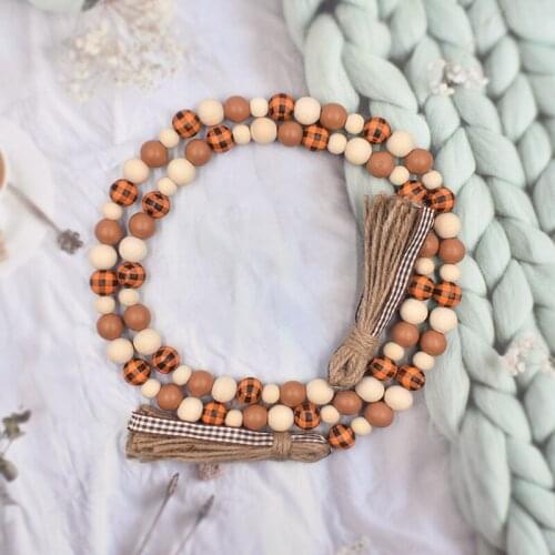 84pcs Wood Beads Garland - Natural Prayer Wood String Beads Farmhouse Beads Wall Hanging for Wall Vase Door Handle Decor