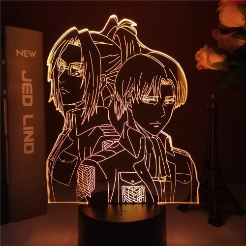 Attack on Titan Levi Ackerman Acrylic 3d Lamp Hange Zoe for Home Room Decor Light Child Gift Hange Zoe LED Night Light Anime