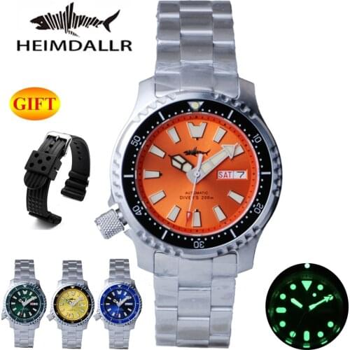 HEIMDALLR Automatic Watch Men NH36 Mechanical Mens Watches 316L Steel Sapphire Crystal Diver Watch 200M 3C Luminous Dial Luxury