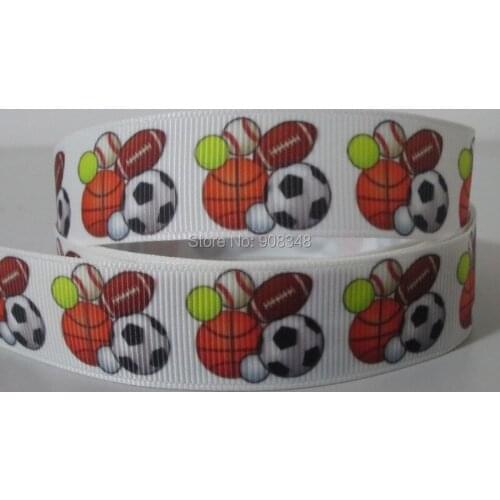 7/8" 22mm sports balls Printed Grosgrain Ribbon Hair Bows PGR98