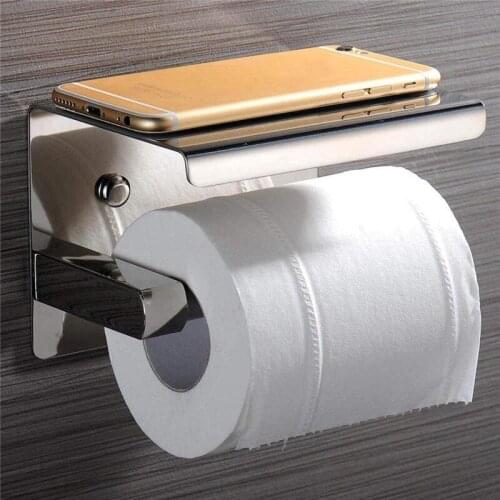 Paper Towel Holder Stainless Steel Non Perforated Wall Mounted Roll Tissue Holder Mobile Phone Holder Toilet Paper Holder Stand