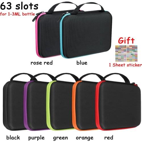 63 Bottles Essential Oil Case 3 ML Perfume Oil Essential Oil Box Travel Portable Carrying Holder Nail Polish Storage Bag