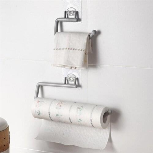 2Pcs Kitchen Bathroom Paper Towel Roll Holder Tissue Hanger Plastic Wall Mounted Towel Storage Rack Self-Adhesive Storage Hooks
