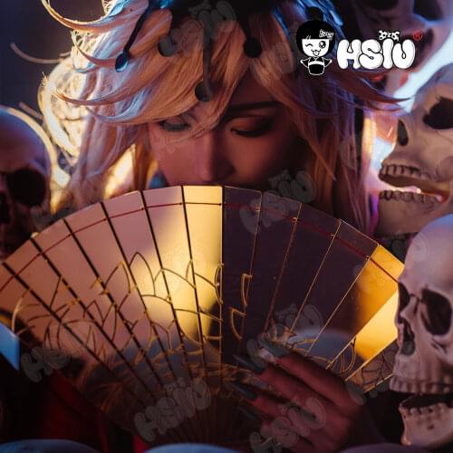HSIU Animation Douma Cosplay clothing Demon Killer Kimetsu no Yaiba Halloween Party Golden props folding fan