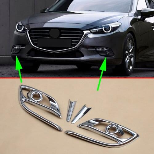 Chrome Accessories Front Fog Light Foglight Lamp Cover Trim Fit For Mazda3 BM 2017 2018 Frame Decoration