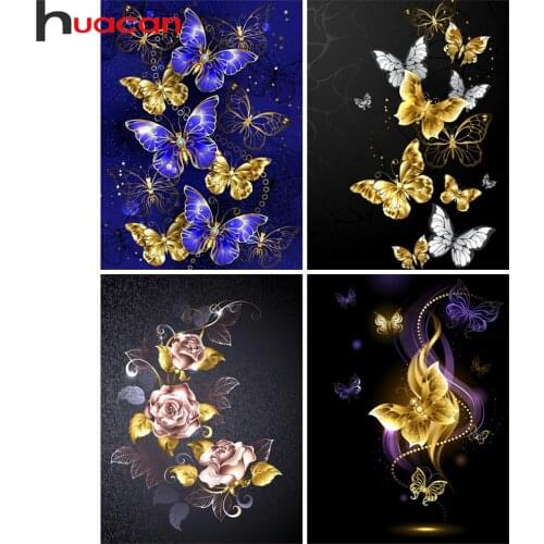 Huacan Diamond Painting Full Butterfly Fantasy Embroidery Cross Stitch Animal Mosaic Rose Flower Wall Decor