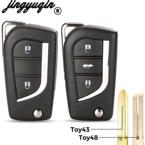Jingyuqin 2/3 Button Remote Flip Folding Car Key Shell Case For Toyota 2014 RAV4 Levin Camry Reiz Highlander Corolla Yaris