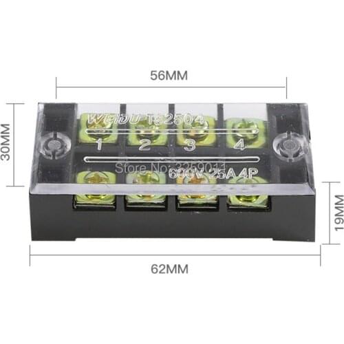 50PCS TB-2504 Suyep 4 Positions Dual Rows 600V 25A Wire Barrier Block Terminal Strip copper