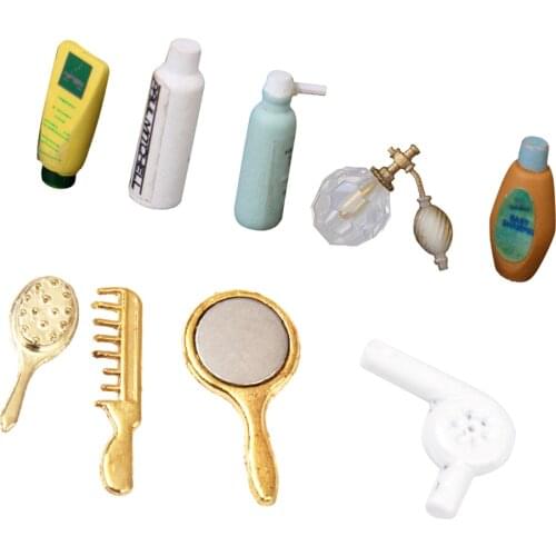 MagiDeal Dolls House Miniature Shampoo Bath Toiletries Set Bathroom Perfume Shampoo Bath Shower Accessory Decoration Set