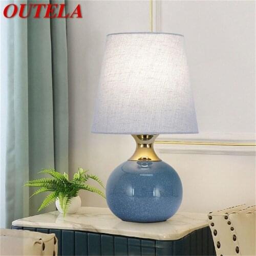 OUTELA Touch Dimmer Table Desk Light Contemporary Ceramic Luxury Lamp Decorative for Home Bedside