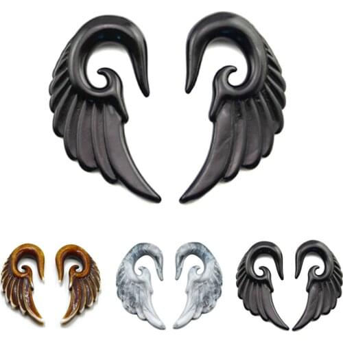 PAIR 3mm-12mm Acrylic Angel Wing Ear Spiral Piercing Taper Stretcher Expander Piercing Body Jewelry