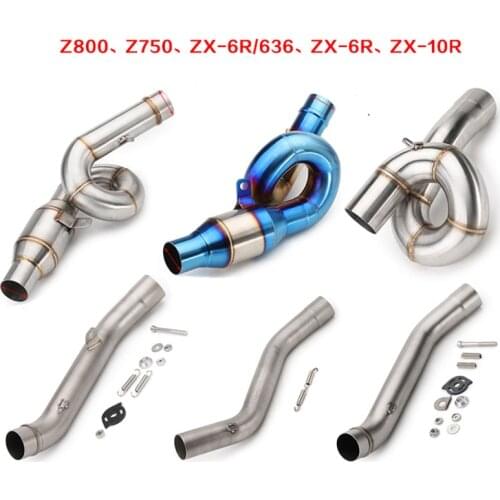 Motorcycle Exhaust Muffler Middle Pipe Connector Adapter Fit for Kawasaki Z800 Z750 ZX-6R/636 ZX-6R ZX-10R without Exhaust