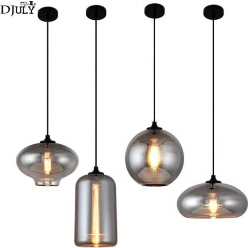 Postmodern onion shape Smoke gray glass pendant lights for dining room cafe Russian bar fashion hanging lamp led light fixtures