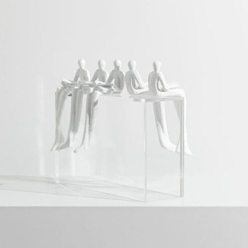 Five People Sit On The Acrylic Frame And Read A Book Combination Of Resin Figrines Decor Home Office Designers Soft Desktop Gift