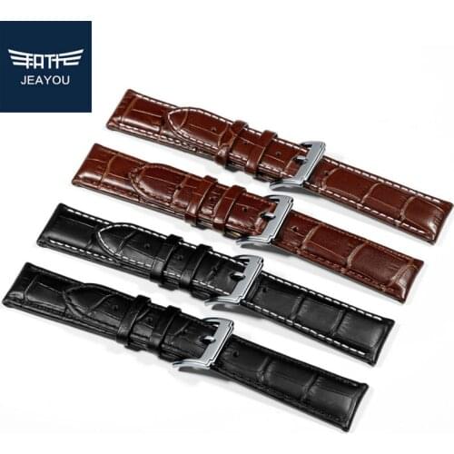 JEAYOU Men Genuine Leather Watchbands For Casio/Seiko/Mido With Pin Buckle 19/20/21/22/24mm