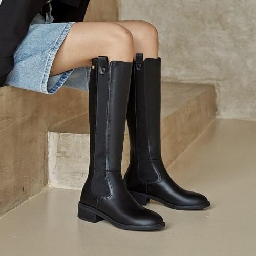 SKLFGXZY Winter New style Genuine leather Knee-high boots Women boots Motorcycle boots Snow boots warm Women shoes