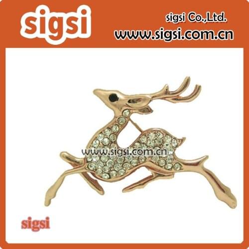 Rhinestone Deer Brooches Women Christmas Reindeer Pins Luxury gold metal Coat Corsage pin brooch Jewelry