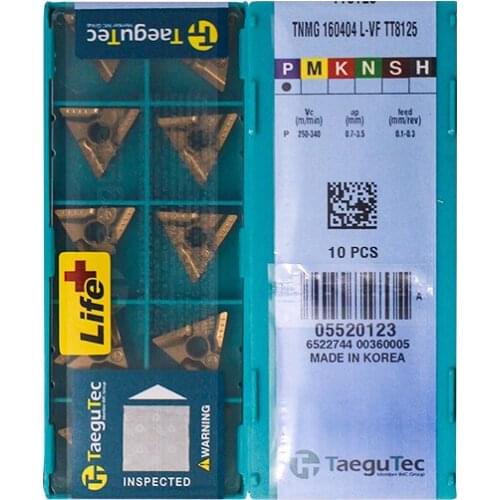 TNMG160404L-VF TT8125 Original Taegutac Carbide Inserts Turning Inserts Lathe Tools 10Pcs/Lot