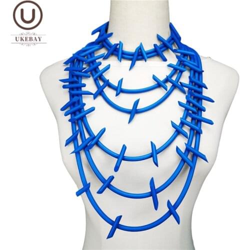 UKEBAY New Sky Blue Necklaces For Women Punk Jewelry Ethnic Clothes Accessories Original Design Pendant Necklace Wedding Jewelry