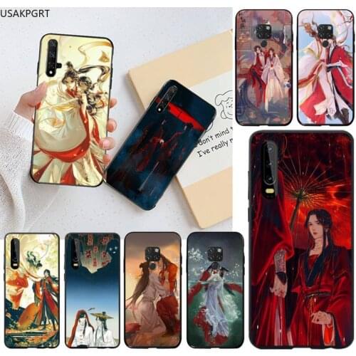 USAKPGRT Tian Guan Ci Fu Painted Soft black Phone Case for Huawei P40 P30 P20 lite Pro Mate 30 20 Pro P Smart 2020 prime